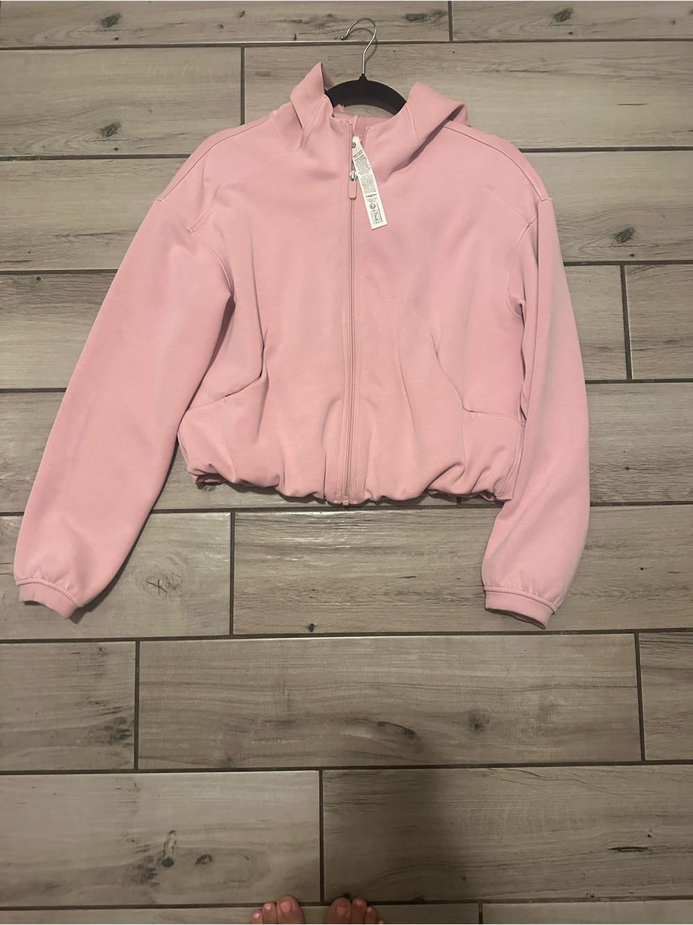 lululemon athletica Light Pink Cropped Hooded Bomber Jacket